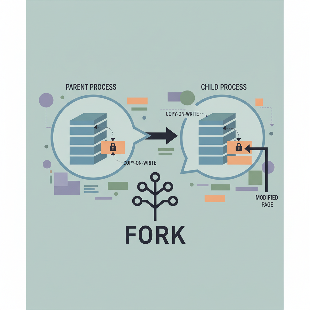 Illustration of two processes sharing memory pages with copy‑on‑write.