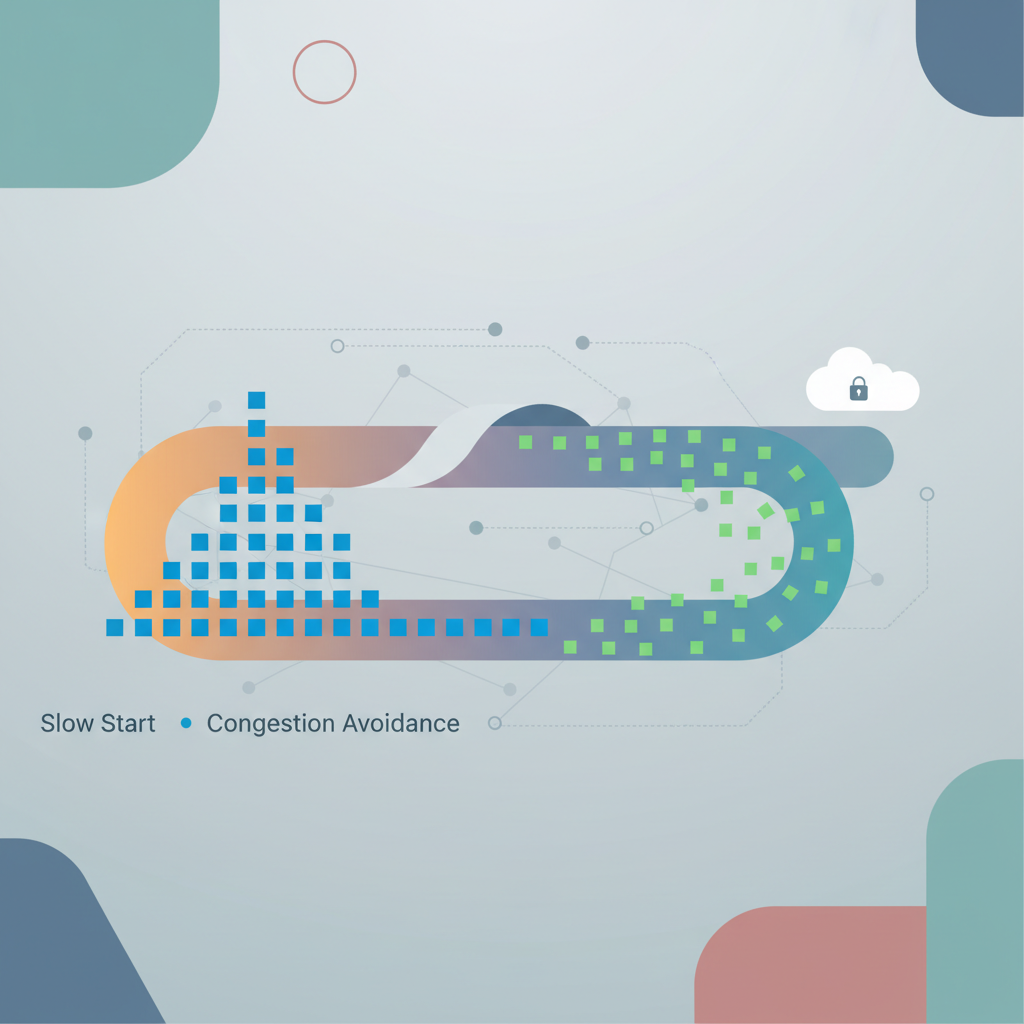 Illustration of TCP congestion window growth phases.