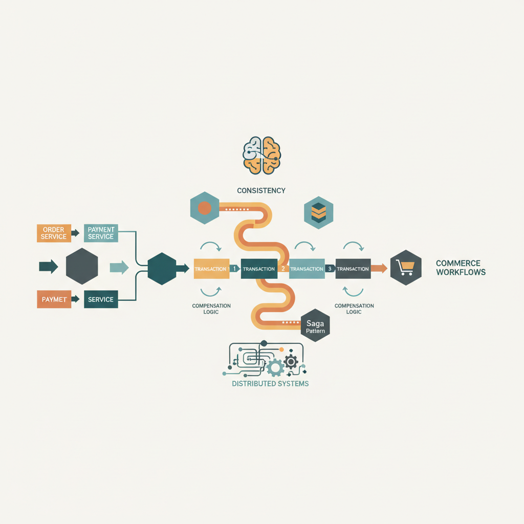 Diagram of microservices exchanging saga messages.