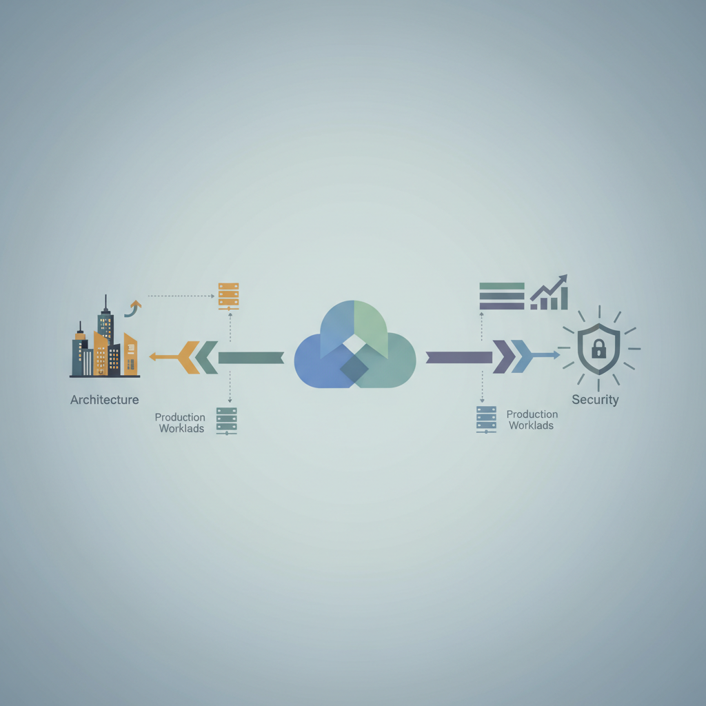 Diagram of GCP service architecture for production workloads.