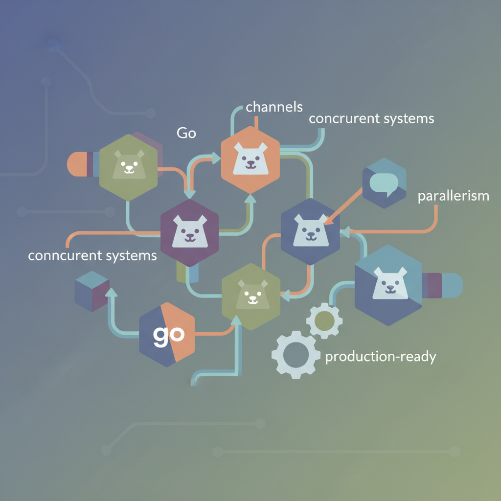 Illustration of Go routines communicating over channels like pipelines.